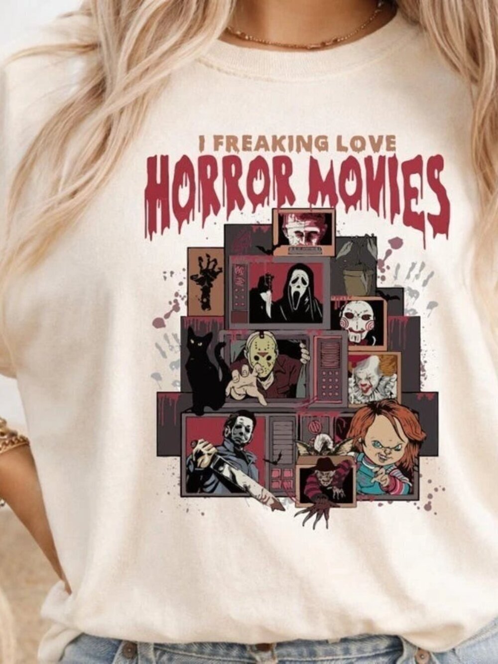 I Freaking Love Horror Movies Shirt, Halloween Shirt, Scary Movie Lover Shirt